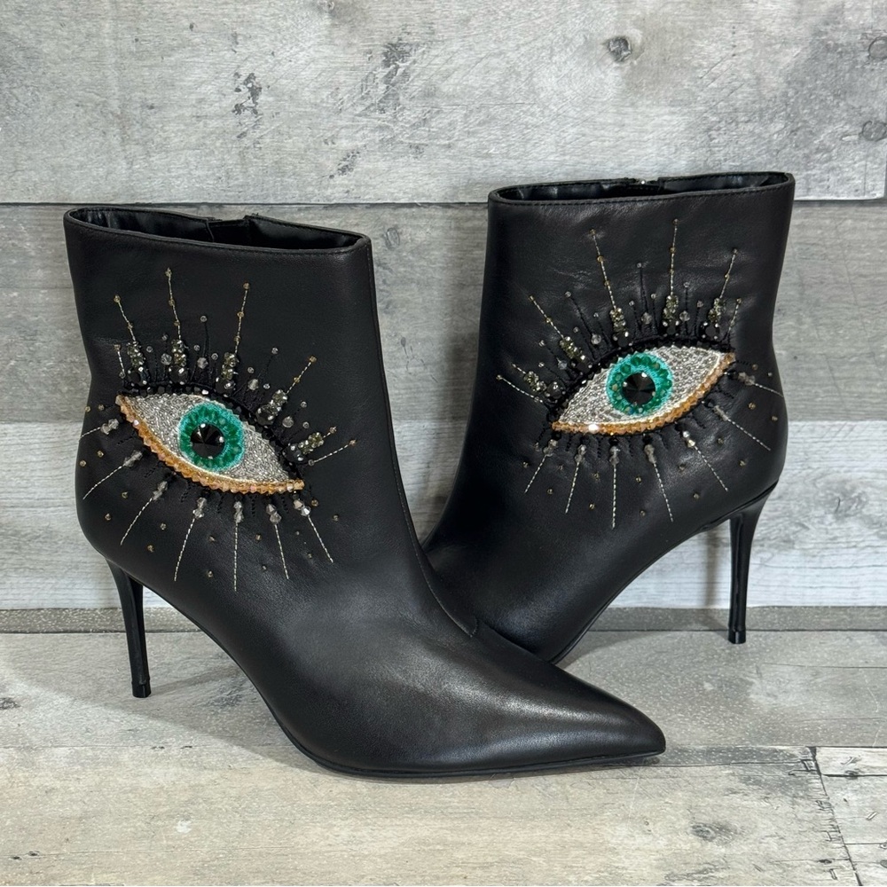 Kurt Geiger Womens Belgravia Faux Leather Embellished Ankle Boots - Sz - 6.5